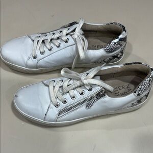 Naturalizer White and Snake Print Sneakers